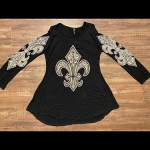 Boutique Fleur De Lis Long Sleeve Shirt